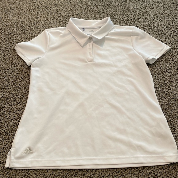 Adidas White Girls Golf Shirt Size Large in Like New Condition - Picture 1 of 6